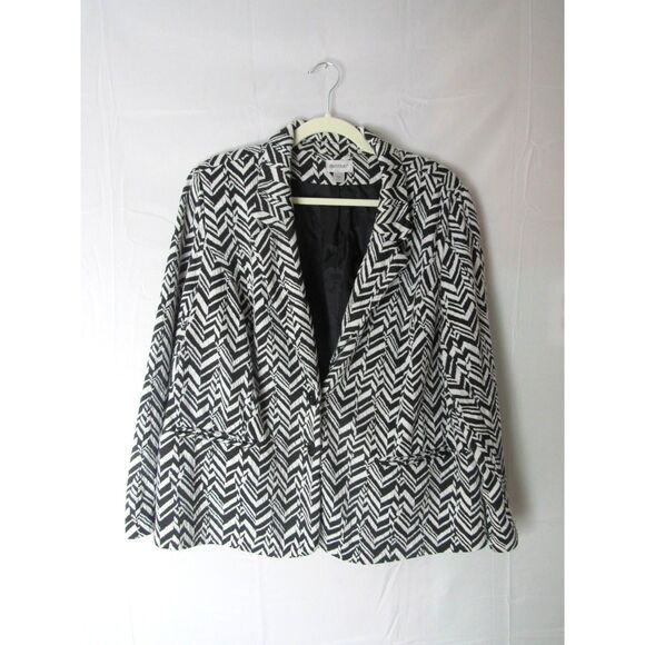 Avenue Black and White Patterned Blazer Size 22/24 - Picture 1 of 5